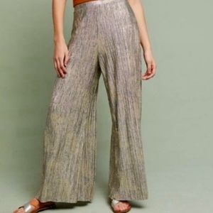 Anthropologie Elevenses Silver Palazzo Pants